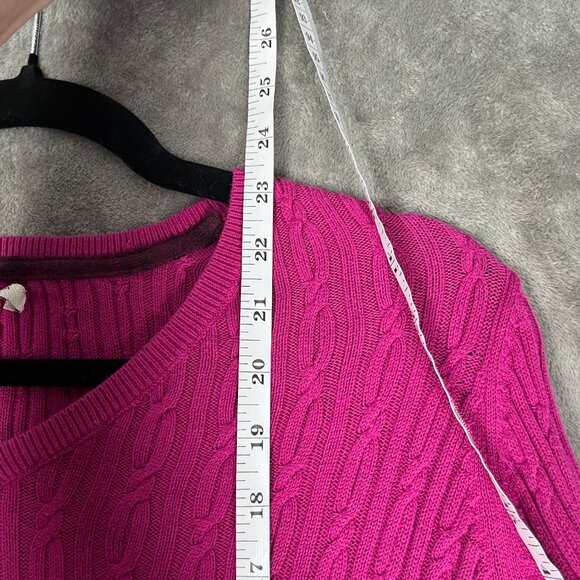 Sonoma Cable Knit V-Neck Sweater Women's XS Pink Long Sleeve Pullover Y2K Preppy - Picture 7 of 9